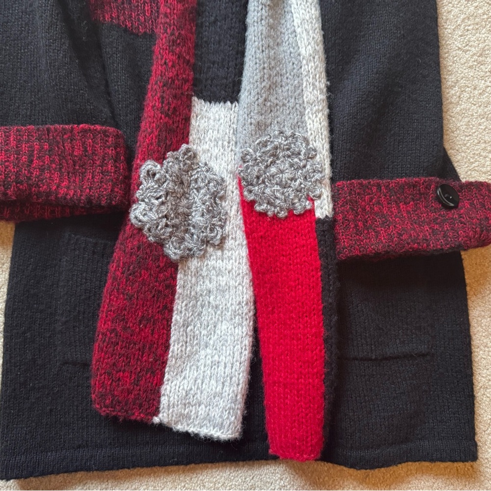 Knit Women’s Long Sleeve Dress With Attached Matching Scarf - Picture 4 of 4